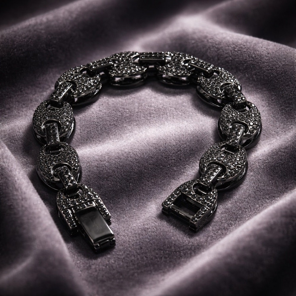Pavé Mariner Link Bracelet in Black Gunmetal